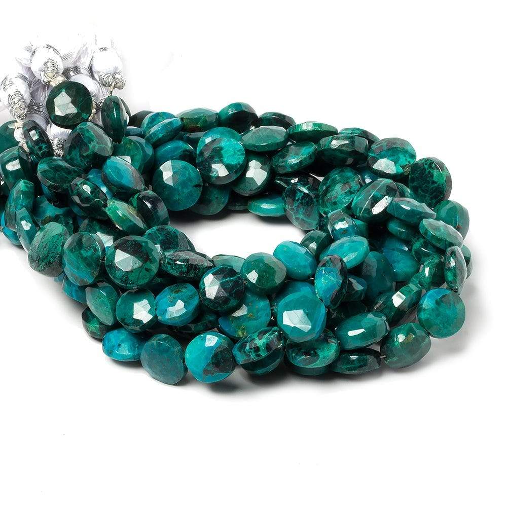 8-9mm Chrysocolla faceted coin beads 8 inch 23 pieces (ONLINE ORDER ONLY)