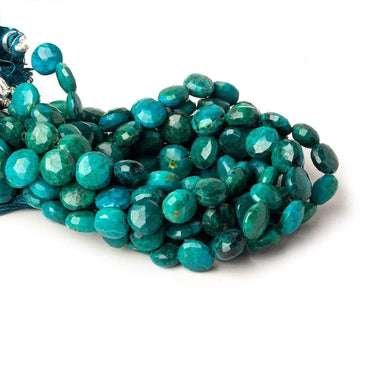 8-9mm Chrysocolla faceted coin beads 8 inch 23 pieces (ONLINE ORDER ONLY)