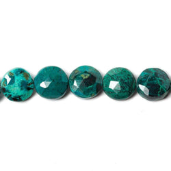 8-9mm Chrysocolla faceted coin beads 8 inch 23 pieces (ONLINE ORDER ONLY)