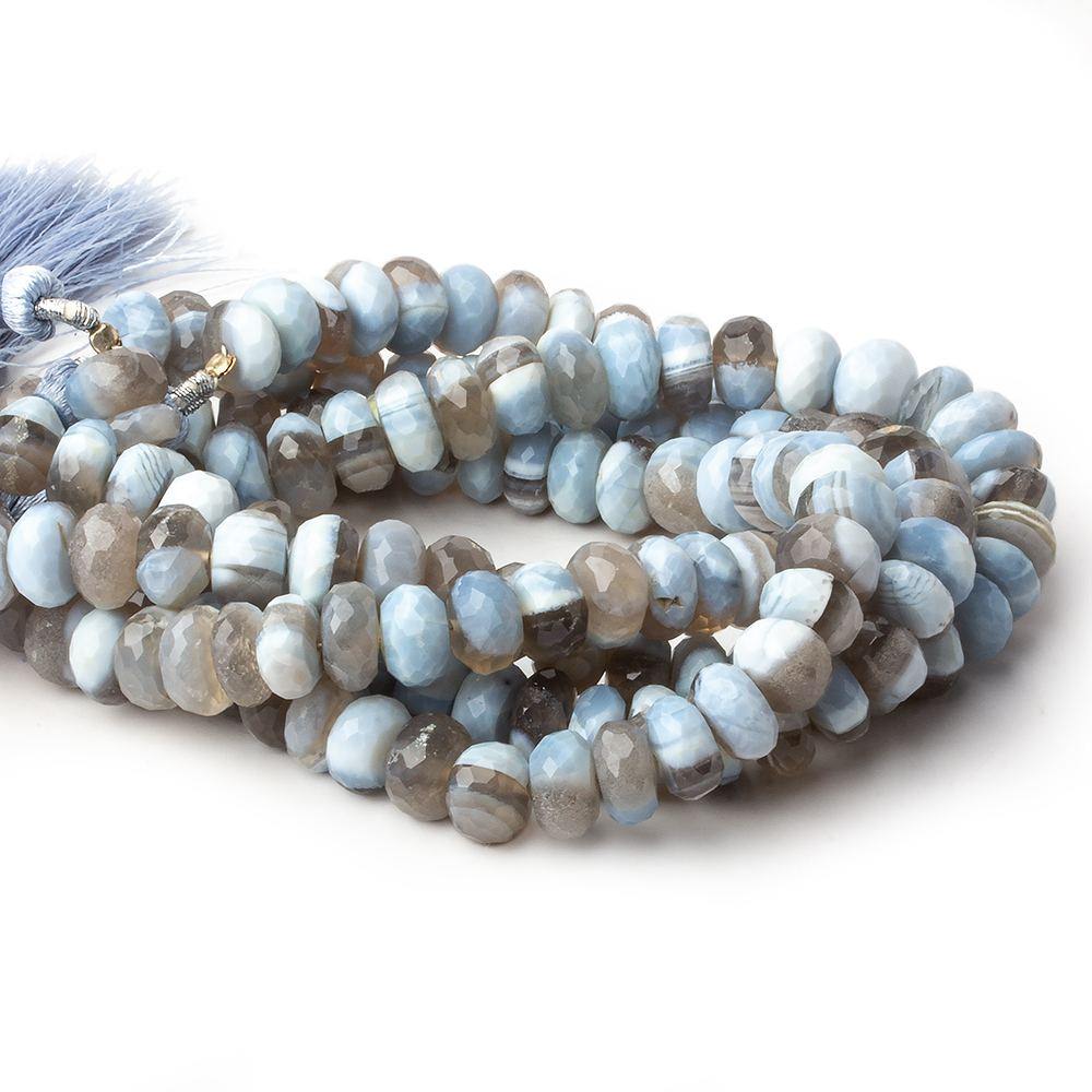 8-9mm Denim Blue Owyhee Opal faceted rondelle beads 8 inch 38 pieces (ONLINE ORDER ONLY)