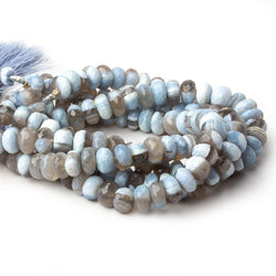 8-9mm Denim Blue Owyhee Opal faceted rondelle beads 8 inch 38 pieces (ONLINE ORDER ONLY)