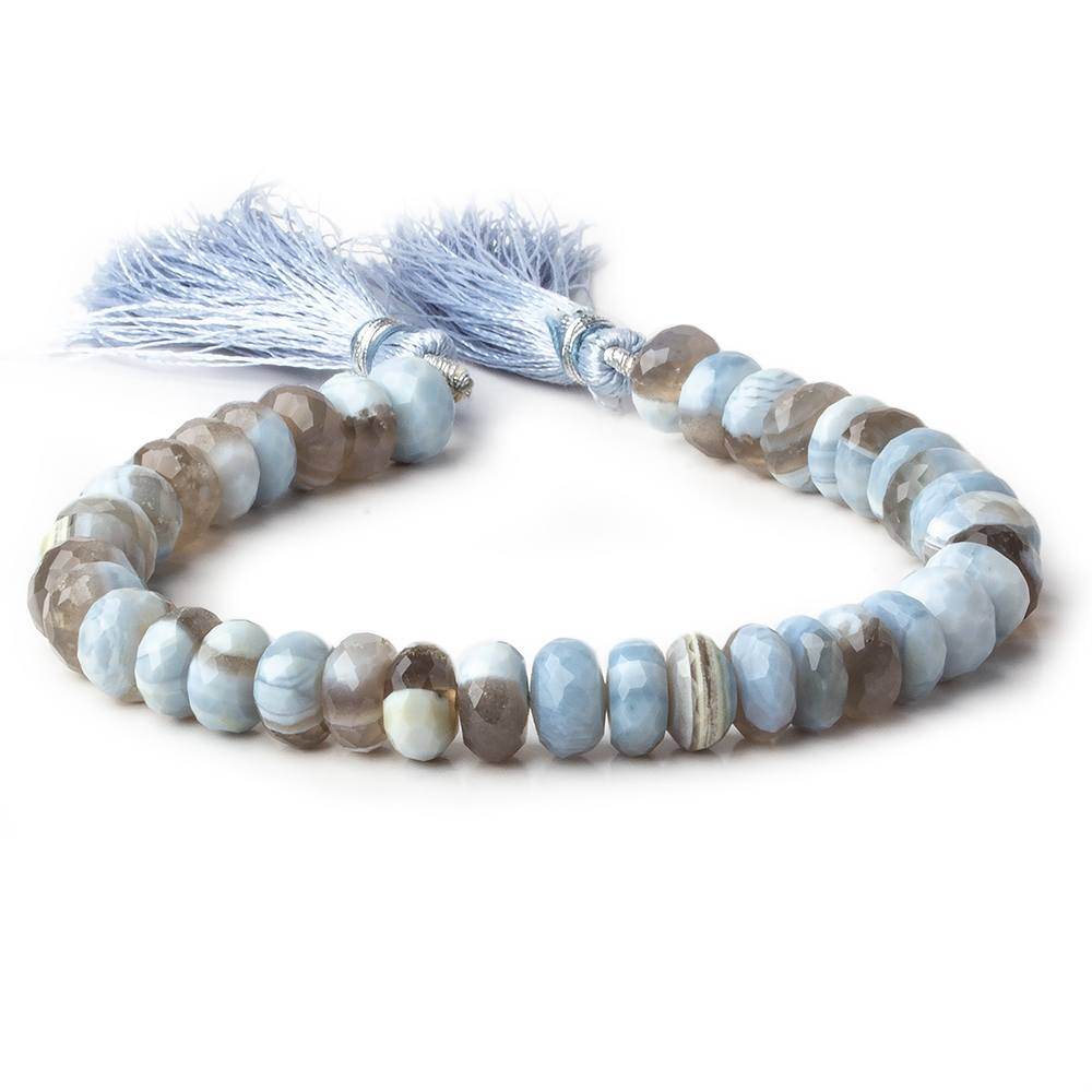 8-9mm Denim Blue Owyhee Opal faceted rondelle beads 8 inch 38 pieces (ONLINE ORDER ONLY)