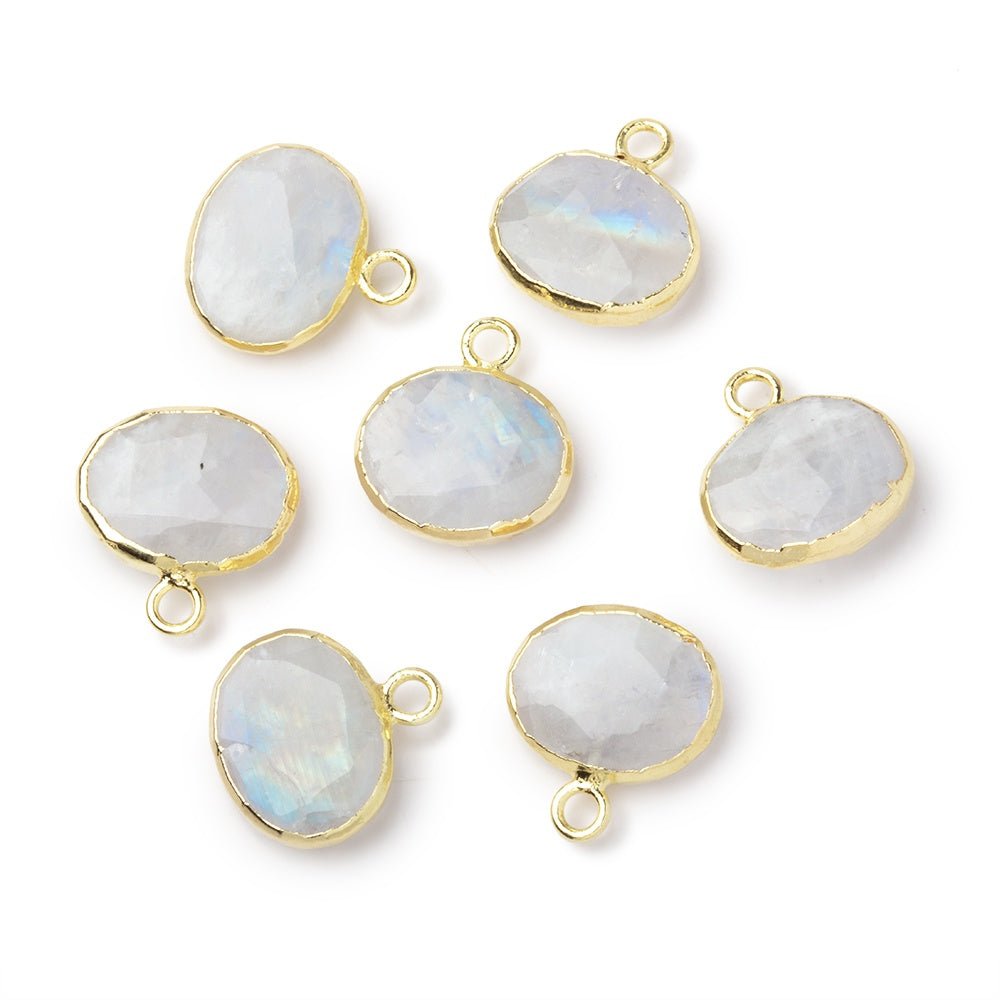 8-9mm Gold Leafed Rainbow Moonstone Faceted Oval Focal 1 piece (ONLINE ORDER ONLY)