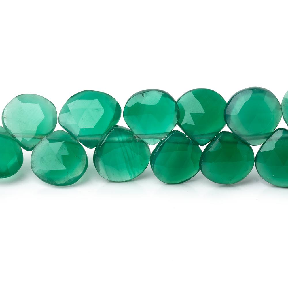 8-9mm Green Onyx Faceted Heart Beads 8 inch 50 pieces (ONLINE ORDER ONLY)