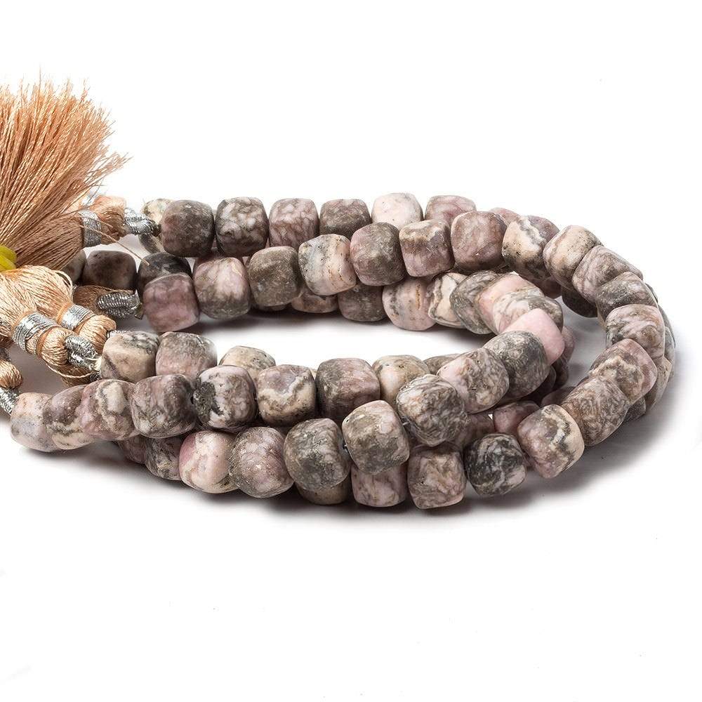 8-9mm Matte Chocolate Rhodochrosite plain cube beads 7.5 inch 22 pieces (ONLINE ORDER ONLY)