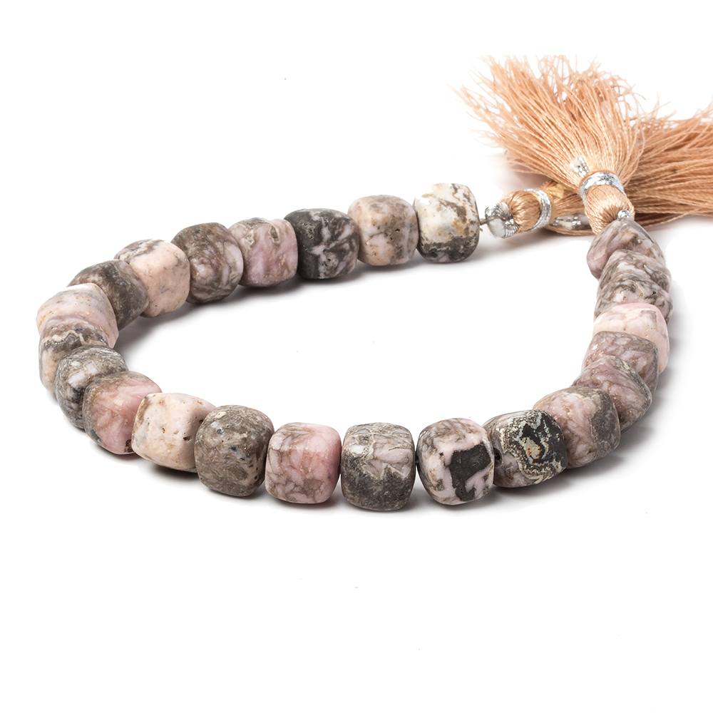 8-9mm Matte Chocolate Rhodochrosite plain cube beads 7.5 inch 22 pieces (ONLINE ORDER ONLY)