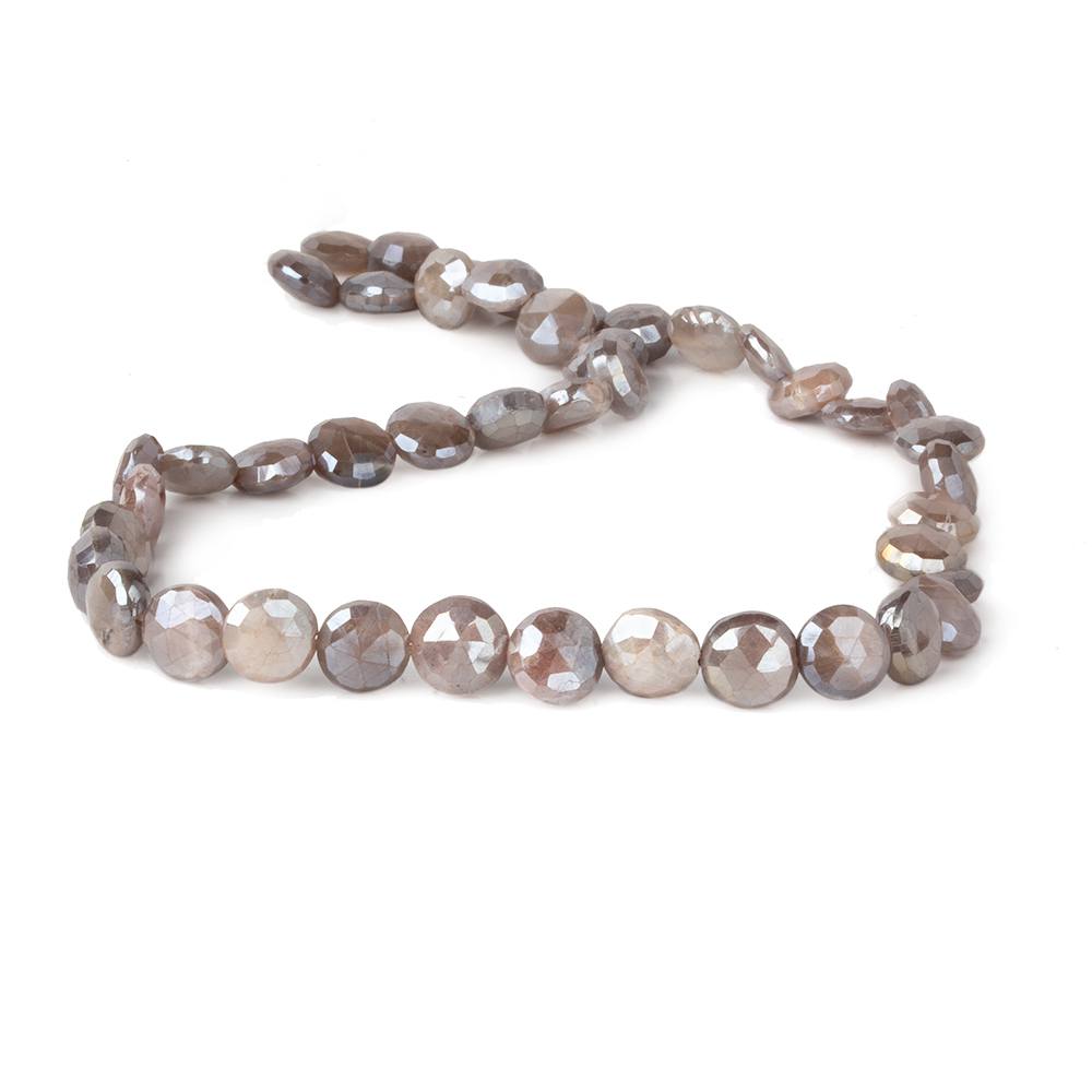 8-9mm Mystic Chocolate Moonstone faceted coins 14 inch 42 beads (ONLINE ORDER ONLY)