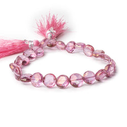 9-9.5mm Mystic Pink Topaz Faceted Coin beads 8 inch 23 pieces (ONLINE ORDER ONLY)