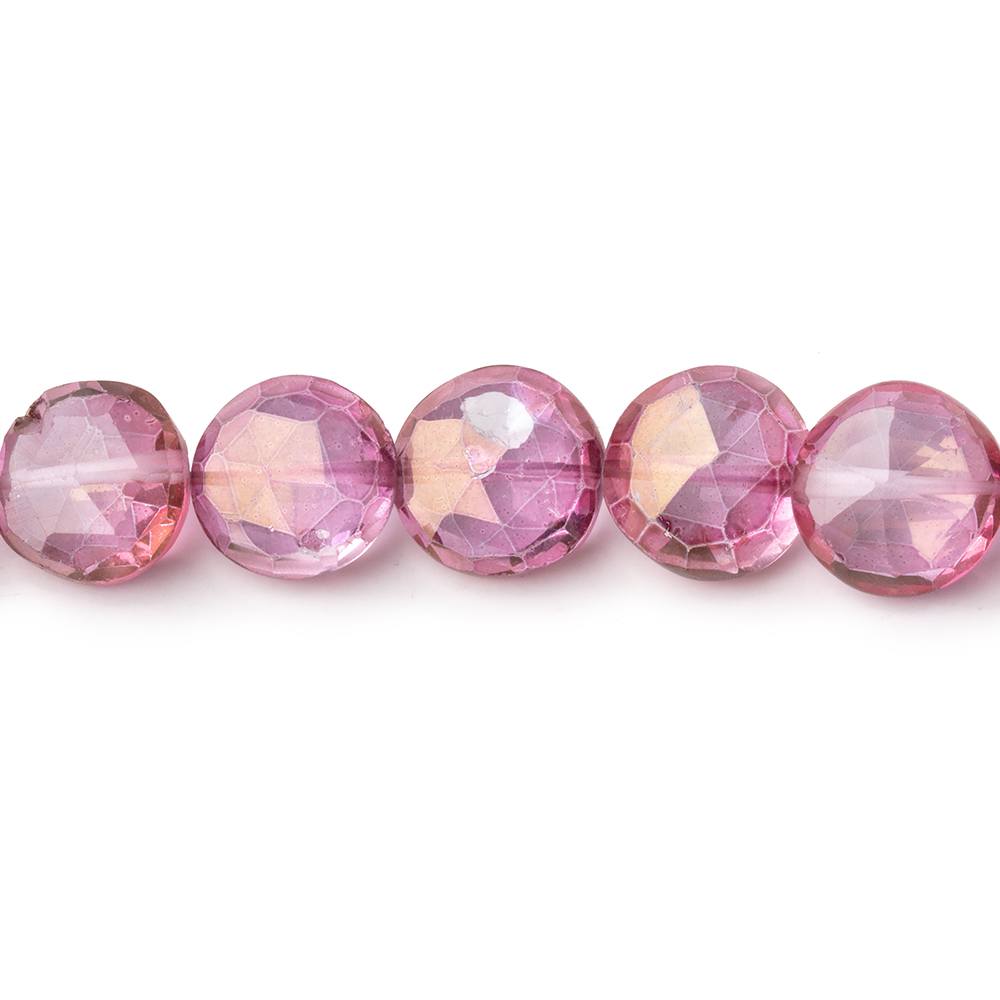 9-9.5mm Mystic Pink Topaz Faceted Coin beads 8 inch 23 pieces (ONLINE ORDER ONLY)
