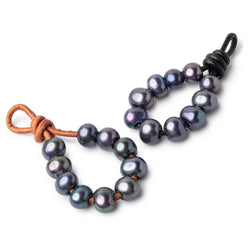 8-9mm Navy Peacock Large Hole Off Round Pearls Set of 10 (ONLINE ORDER ONLY)