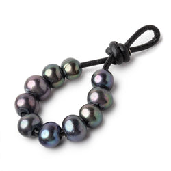 8-9mm Olive Peacock Large Hole Off Round Pearls Set of 10 (ONLINE ORDER ONLY)