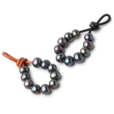 8-9mm Olive Peacock Large Hole Off Round Pearls Set of 10 (ONLINE ORDER ONLY)