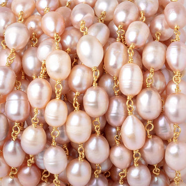 8-9mm Peachy Pink Baroque Pearls on Vermeil Chain (ONLINE ORDER ONLY)
