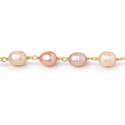 8-9mm Peachy Pink Baroque Pearls on Vermeil Chain (ONLINE ORDER ONLY)