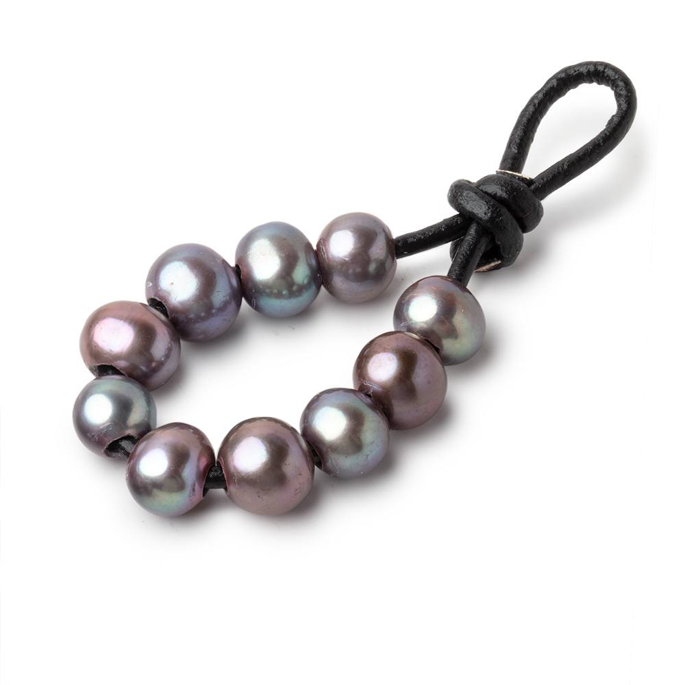 8-9mm Peacock Large Hole Off Round Pearls Set of 10 (ONLINE ORDER ONLY)