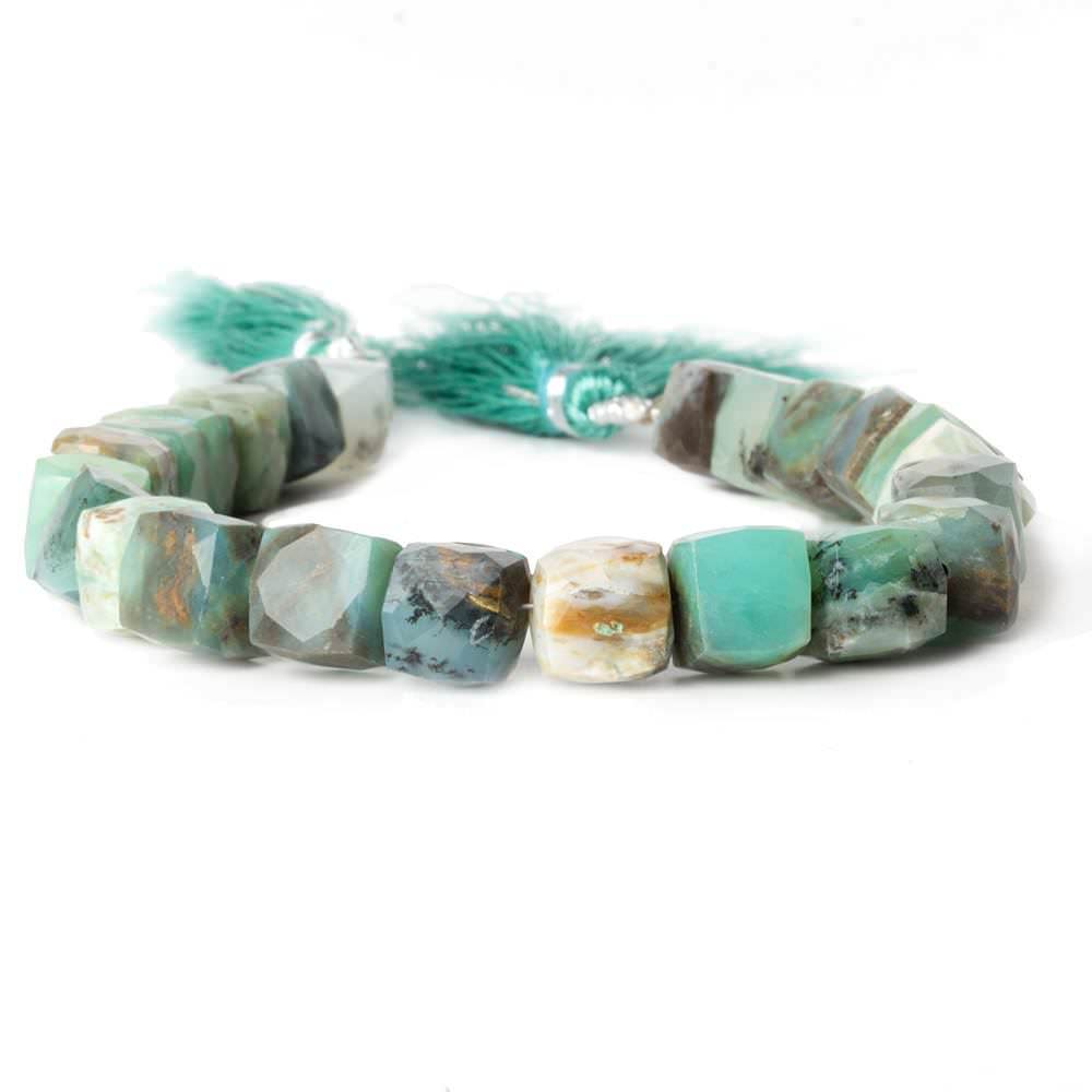 8-9mm Peruvian Blue Opal faceted cube beads 8 inch 23 pieces (ONLINE ORDER ONLY)