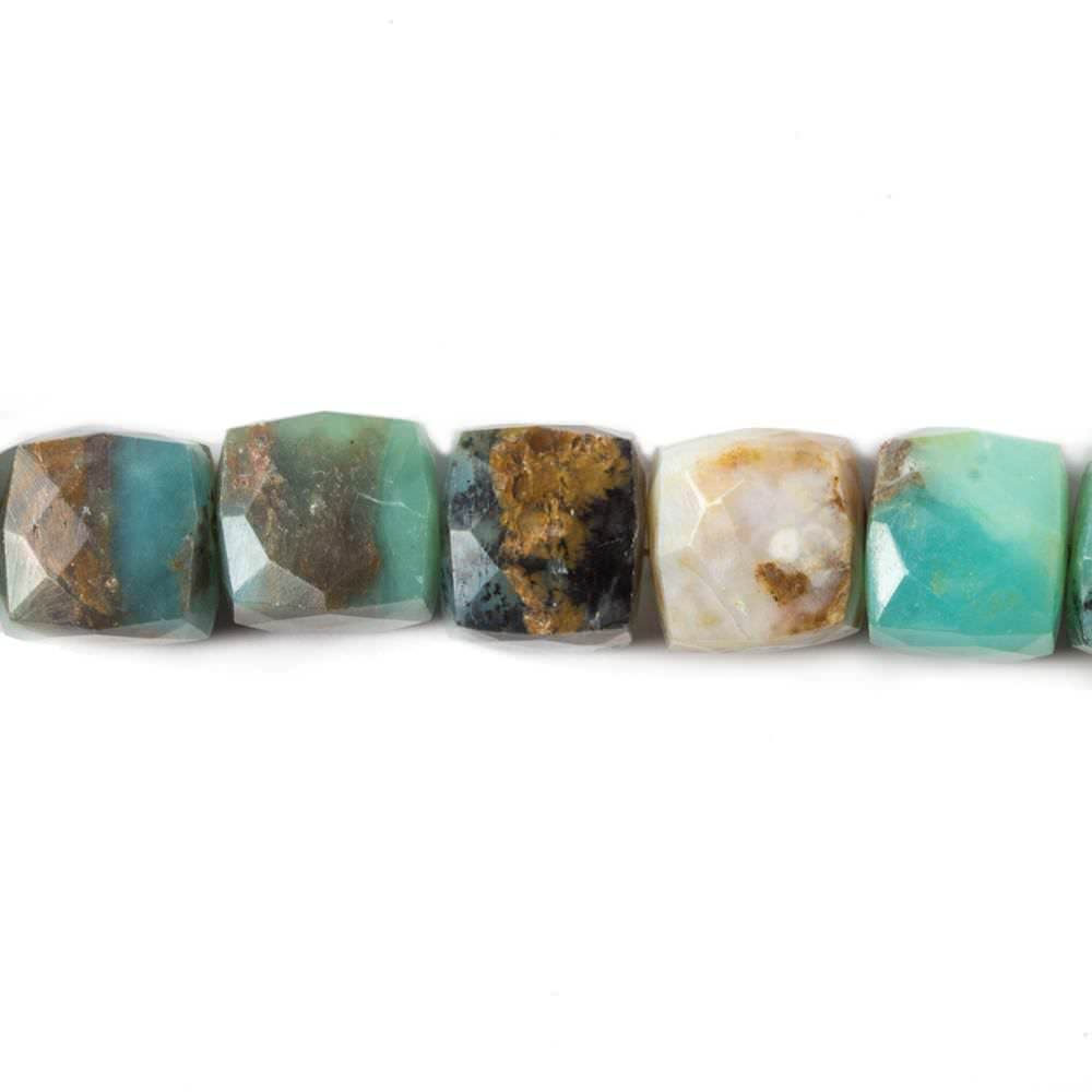 8-9mm Peruvian Blue Opal faceted cube beads 8 inch 23 pieces (ONLINE ORDER ONLY)