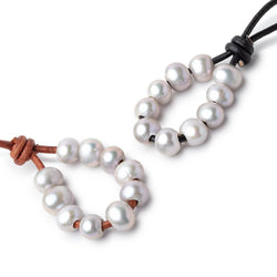 8-9mm Pinkish Silver Large Hole Off Round Pearls Set of 10 (ONLINE ORDER ONLY)