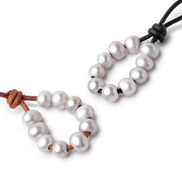 8-9mm Pinkish Silver Large Hole Off Round Pearls Set of 10 (ONLINE ORDER ONLY)