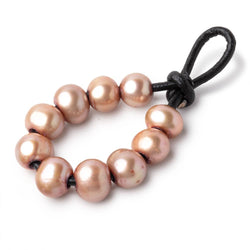 8-9mm Rosé Champagne Large Hole Off Round Pearls Set of 10 (ONLINE ORDER ONLY)