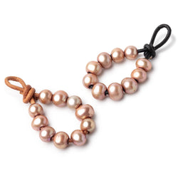 8-9mm Rosé Champagne Large Hole Off Round Pearls Set of 10 (ONLINE ORDER ONLY)