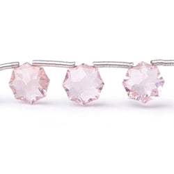 8-9mm Rose Quartz Concave Faceted Starburst Beads 8.5 inch 15 pieces AAA (ONLINE ORDER ONLY)