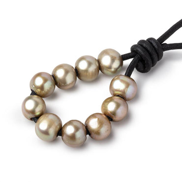 8-9mm Antique Brass Large Hole Off Round Pearls Set of 10 (ONLINE ORDER ONLY)