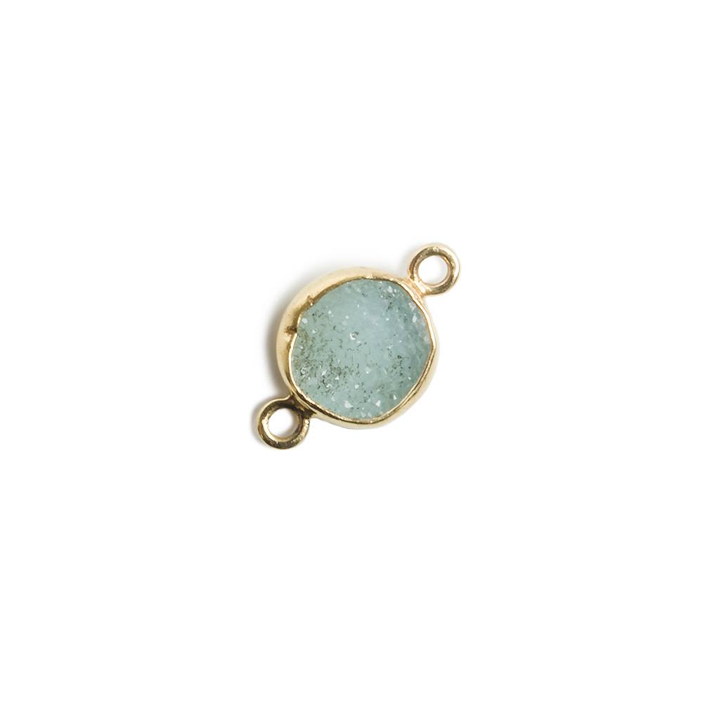8-9mm Vermeil Bezel SeaGreen Drusy Coin 2 ring Charm Connector 1 piece (ONLINE ORDER ONLY)