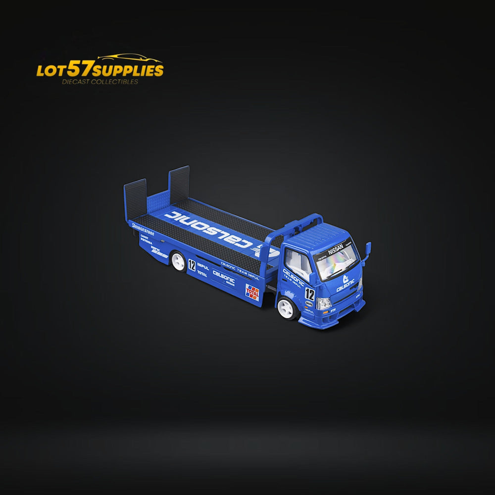 MicroTurbo HINO 300 Custom Truck Flatbed  Blue Calsonic Livery 1:64 (ONLINE ORDER ONLY)