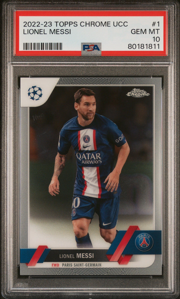 Graded 2022 Topps Chrome UCC Lionel Messi #1 Soccer Card PSA 10 Gem Mint (ONLINE ORDER ONLY)