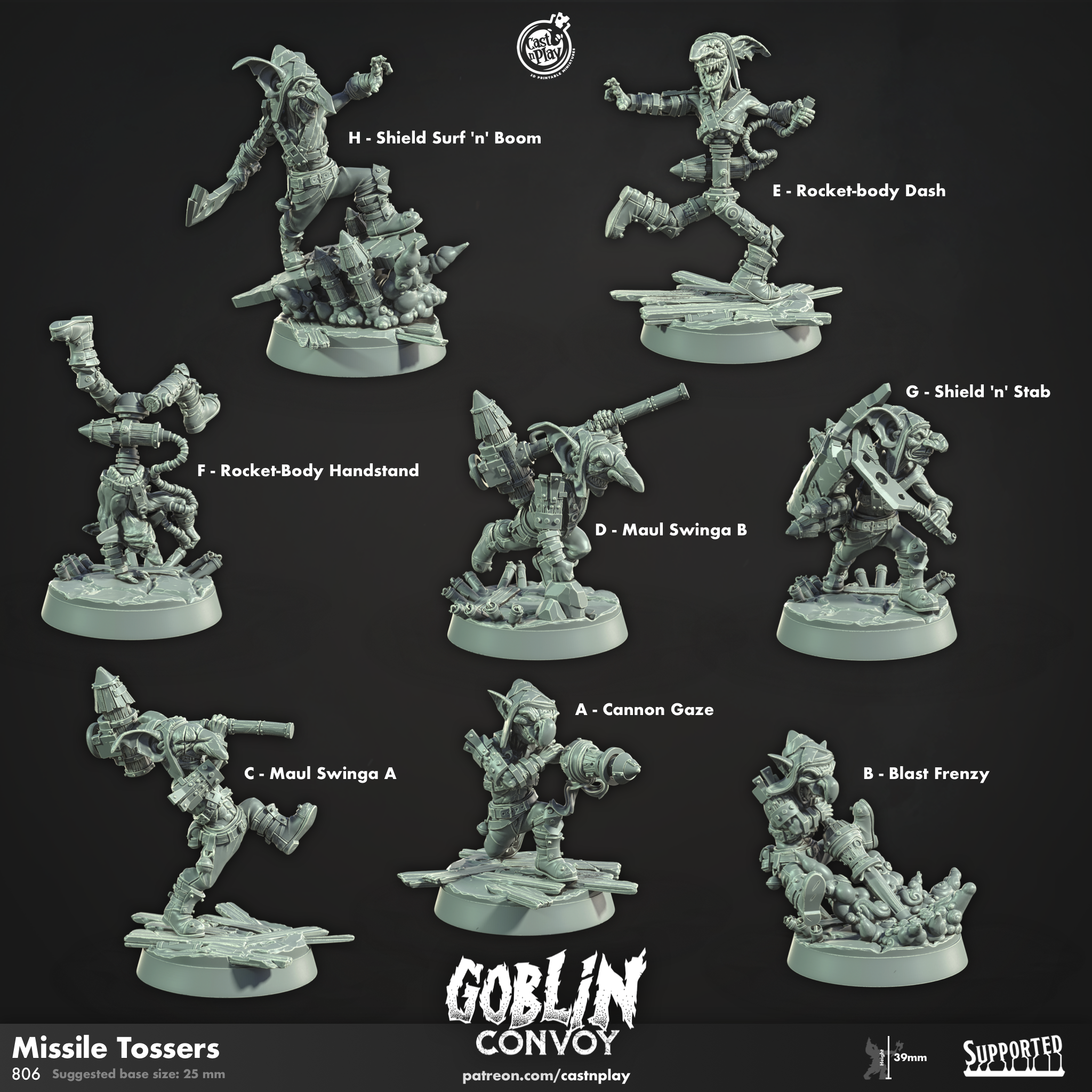3D Printed Cast n Play Missile Tossers The Goblin Convoy 28mm 32mm D&D (Online Only)