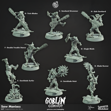 3D Printed Cast n Play Saw Maniacs The Goblin Convoy 28mm 32mm D&D (Online Only)
