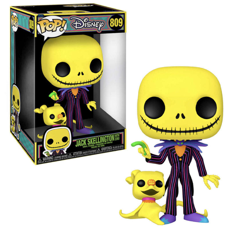 Jack Skellington w/ Zero (Black Light, The Nightmare Before Christmas, 10-Inch) 809 (Online Order Only)