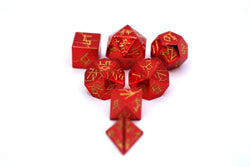Red Chrome with Gold Solid Metal Barbarian Dice Set (ONLINE ORDER ONLY)