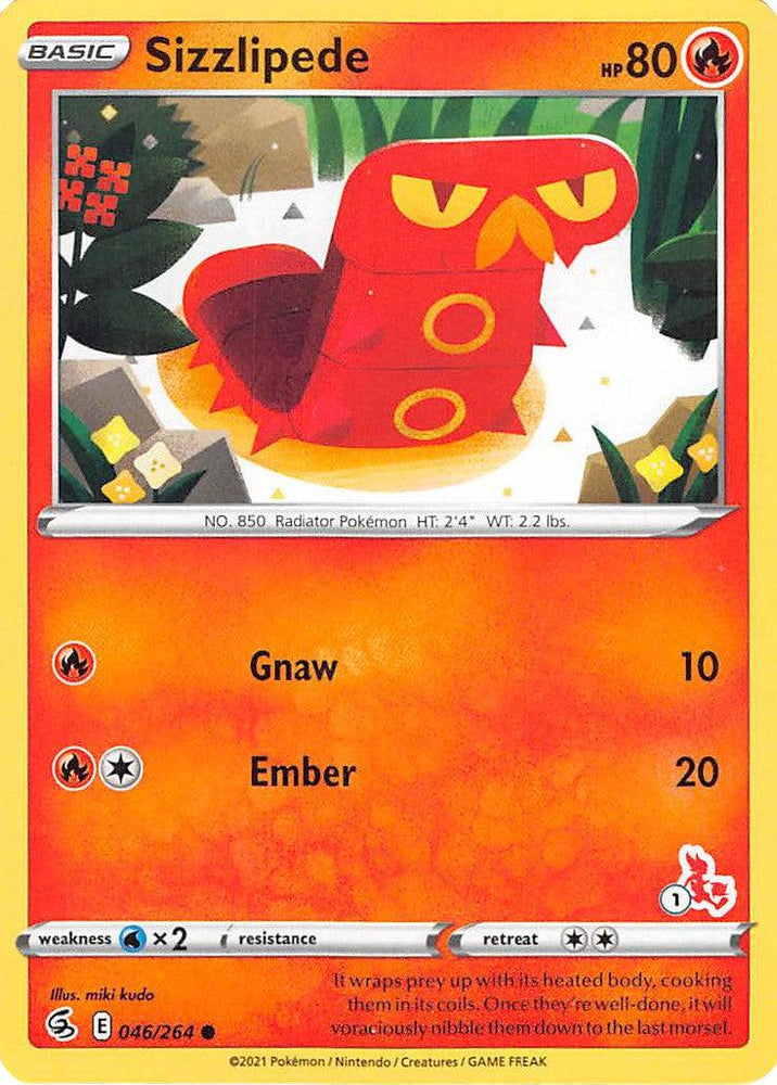 Sizzlipede (046/264) (Cinderace Stamp #1) [Battle Academy 2022] (Online Only)