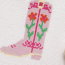 Cotswold Co Designs - Hand Painted Pink Cowgirl Boot 3” Needlepoint Canvas 13 Mesh (ONLINE ORDER ONLY)