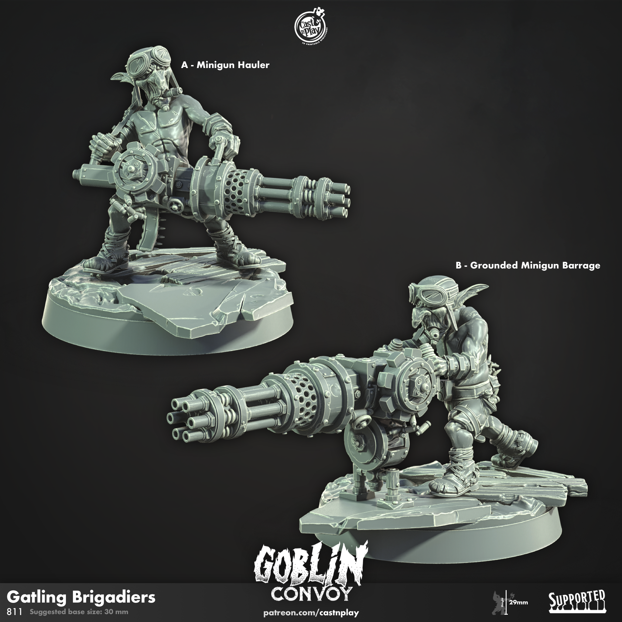 3D Printed Cast n Play Gatling Brigadiers The Goblin Convoy 28mm 32mm D&D (Online Only)