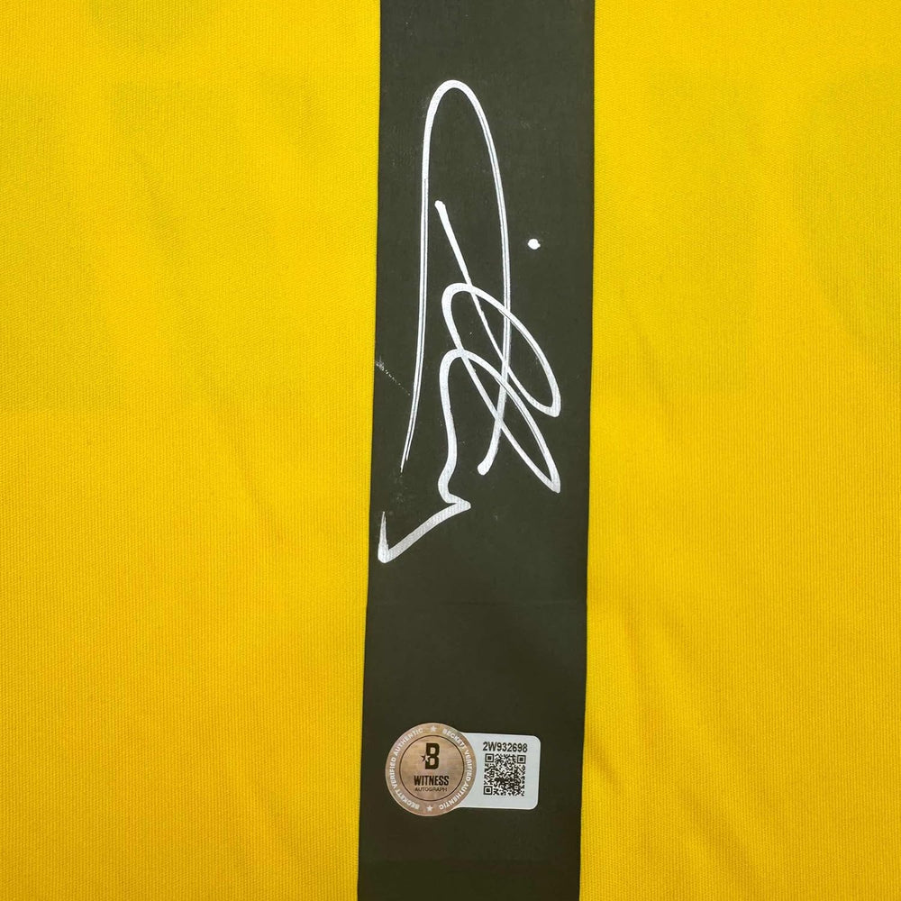 Framed Autographed/Signed Iker Casillas 35x39 Real Madrid Yellow Soccer Jersey Beckett BAS COA