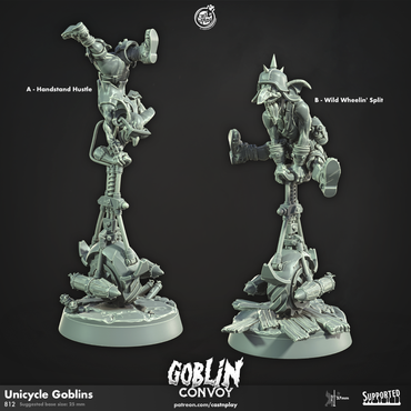 3D Printed Cast n Play Unicycle Goblins The Goblin Convoy 28mm 32mm D&D (Online Only)