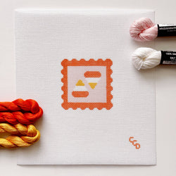 Cotswold Co Designs - Candy Corn Stamp Needlepoint Canvas – 18 Mesh Zweigart Mono Deluxe, 2.7" Hand Painted Fall Halloween Mini (ONLINE ORDER ONLY)