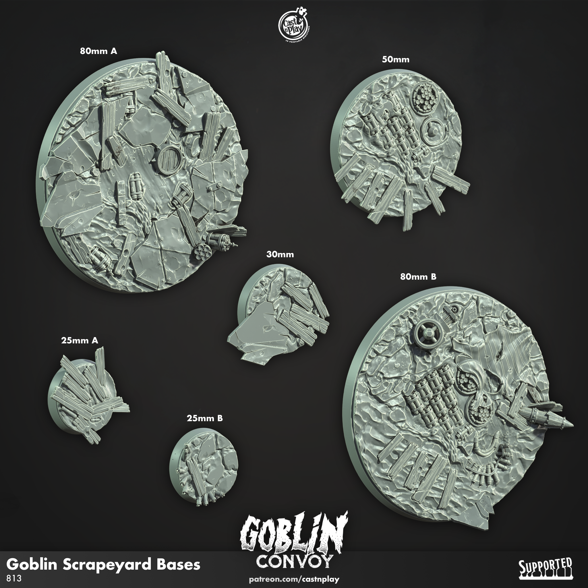 3D Printed Cast n Play Goblin Scrapeyard Bases The Goblin Convoy 28mm 32mm D&D (Online Only)