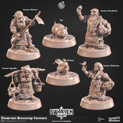 3D Printed Cast n Play Dwarven Brewcrop Farmers Dwarven Legacy Set 28mm 32mm D&D (Online Only)