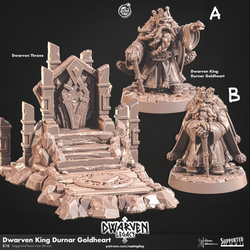 3D Printed Cast n Play Dwarven King Durnar Goldheart Dwarven Legacy Set 28mm 32mm D&D (Online Only)
