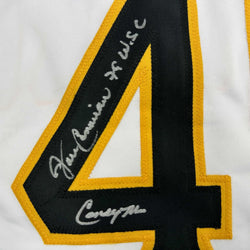 Framed Autographed/Signed John Candelaria 35x39 Pittsburgh White Baseball Jersey JSA COA