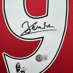 Framed Autographed/Signed DImitar Berbatov 35x39 Manchester United Red Soccer Jersey Beckett BAS COA