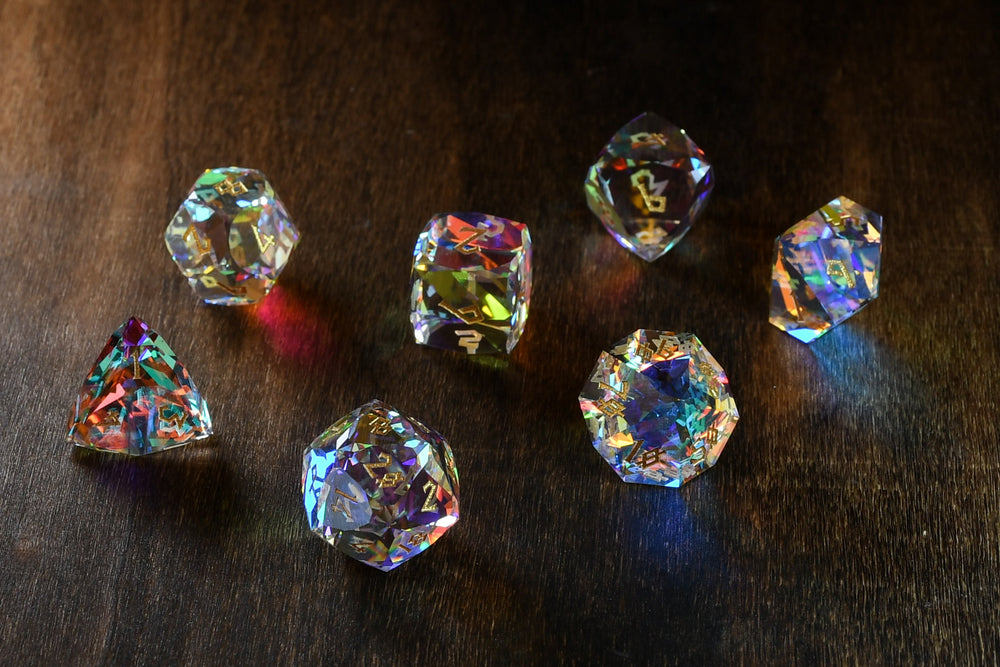 Diamond Prism Multifaceted Glass Dice Set (ONLINE ORDER ONLY)