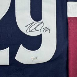 Framed Autographed/Signed Nathan MacKinnon 35x39 Colorado Avalanche Authentic Blue Hockey Jersey Fanatics COA