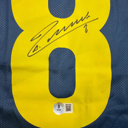 Framed Autographed/Signed Andres Iniesta 35x39 FC Barcelona Soccer Jersey Beckett BAS COA (ONLINE ORDER ONLY)