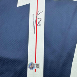 Framed Autographed/Signed Vitinha 35x39 PSG Paris Saint Germain Blue Soccer Futbol Jersey Beckett BAS COA