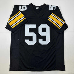 Facsimile Autographed Jack Ham Pittsburgh Black Reprint Laser Auto Football Jersey Size Men's XL (ONLINE ORDER ONLY)